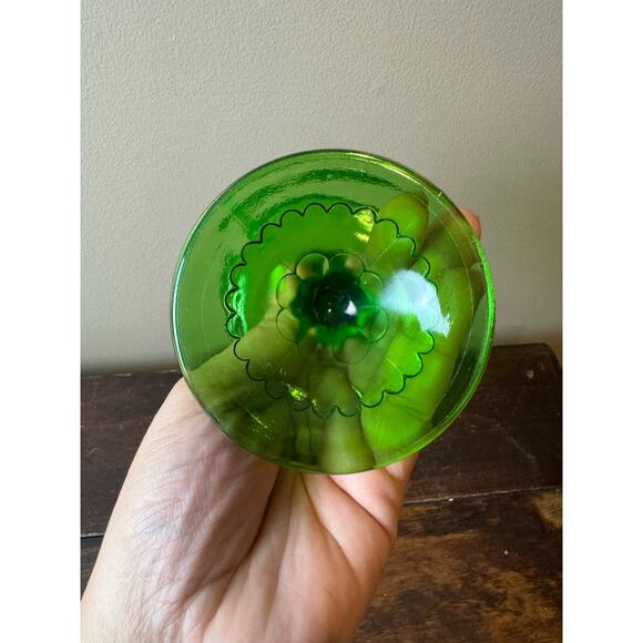 Jefferson Glass 1904 Green Opal Alpine AKA Swag Wreath & Brackets Footed Compote - Picture 5 of 13